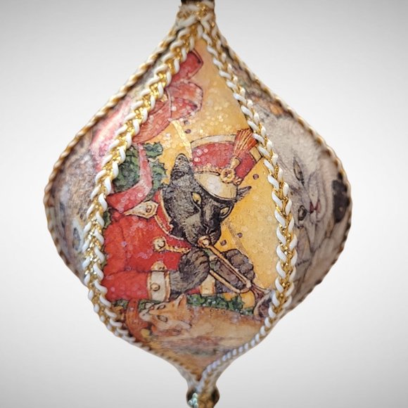 OOAK Upcycled Paper Ornament Fancy Christmas Cats Glitter Chandelier Crystal - Picture 3 of 12